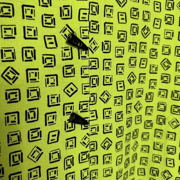 Ali Miles Tunic Top Size S Green Black Geometric Button Front Art to wear - Picture 4 of 12